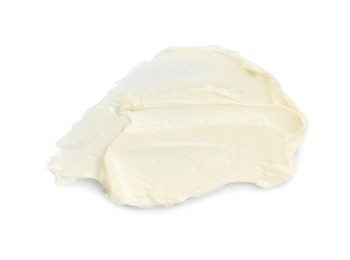 Photo of Tasty butter on white background, top view