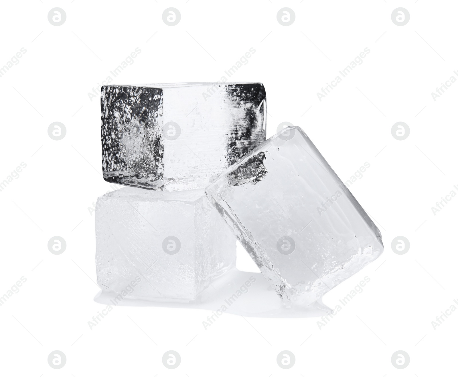 Photo of Crystal clear ice cubes isolated on white