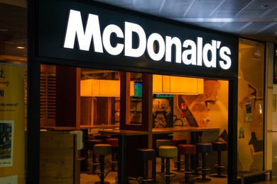 Photo of WARSAW, POLAND - AUGUST 05, 2022: View of McDonald's Restaurant entrance