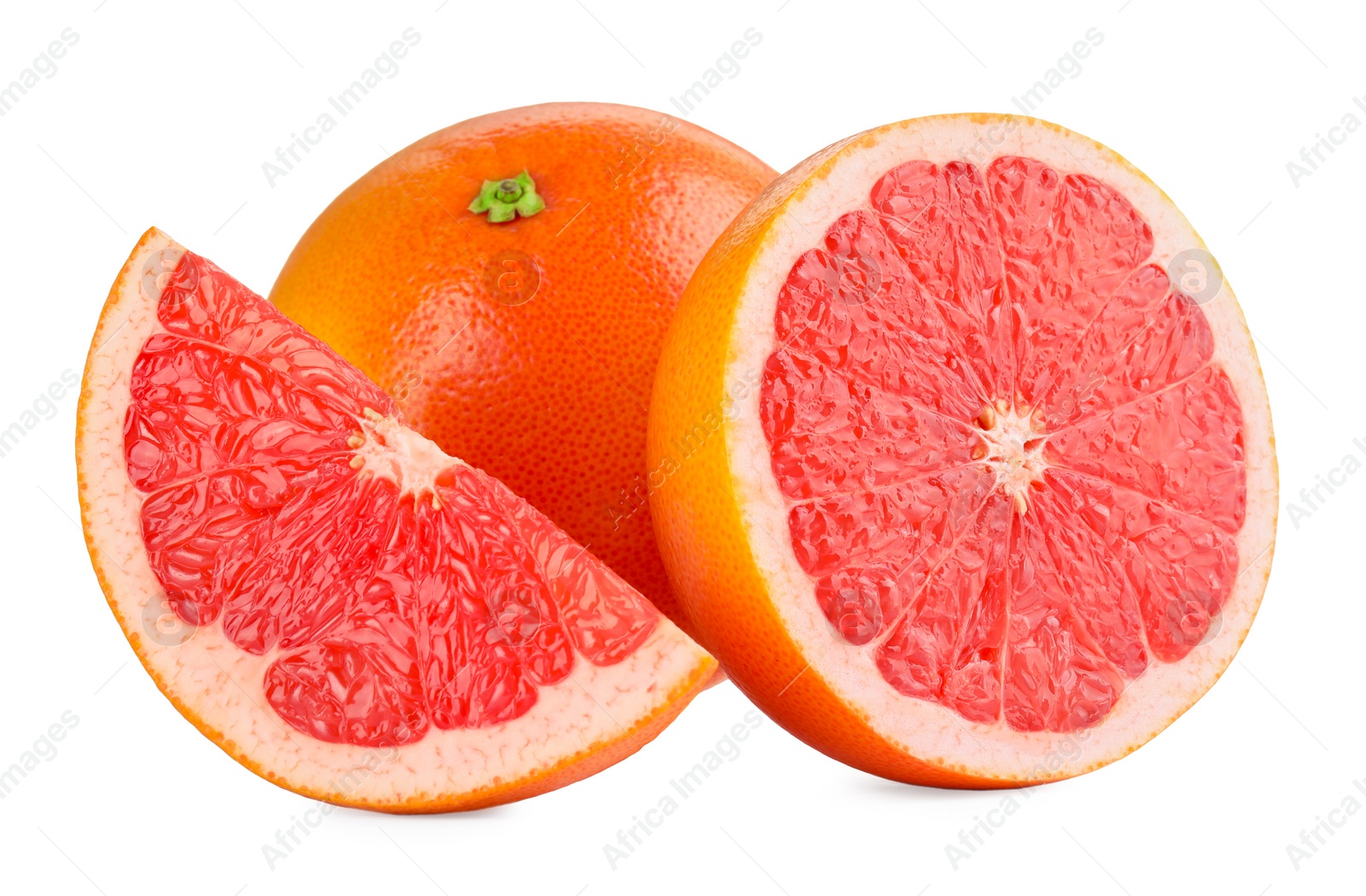 Photo of Fresh ripe grapefruits isolated on white. Citrus fruit