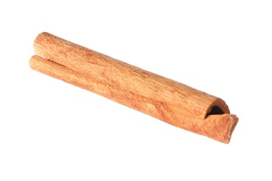 Photo of One aromatic cinnamon stick isolated on white