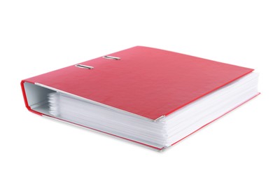 Photo of One red office folder isolated on white