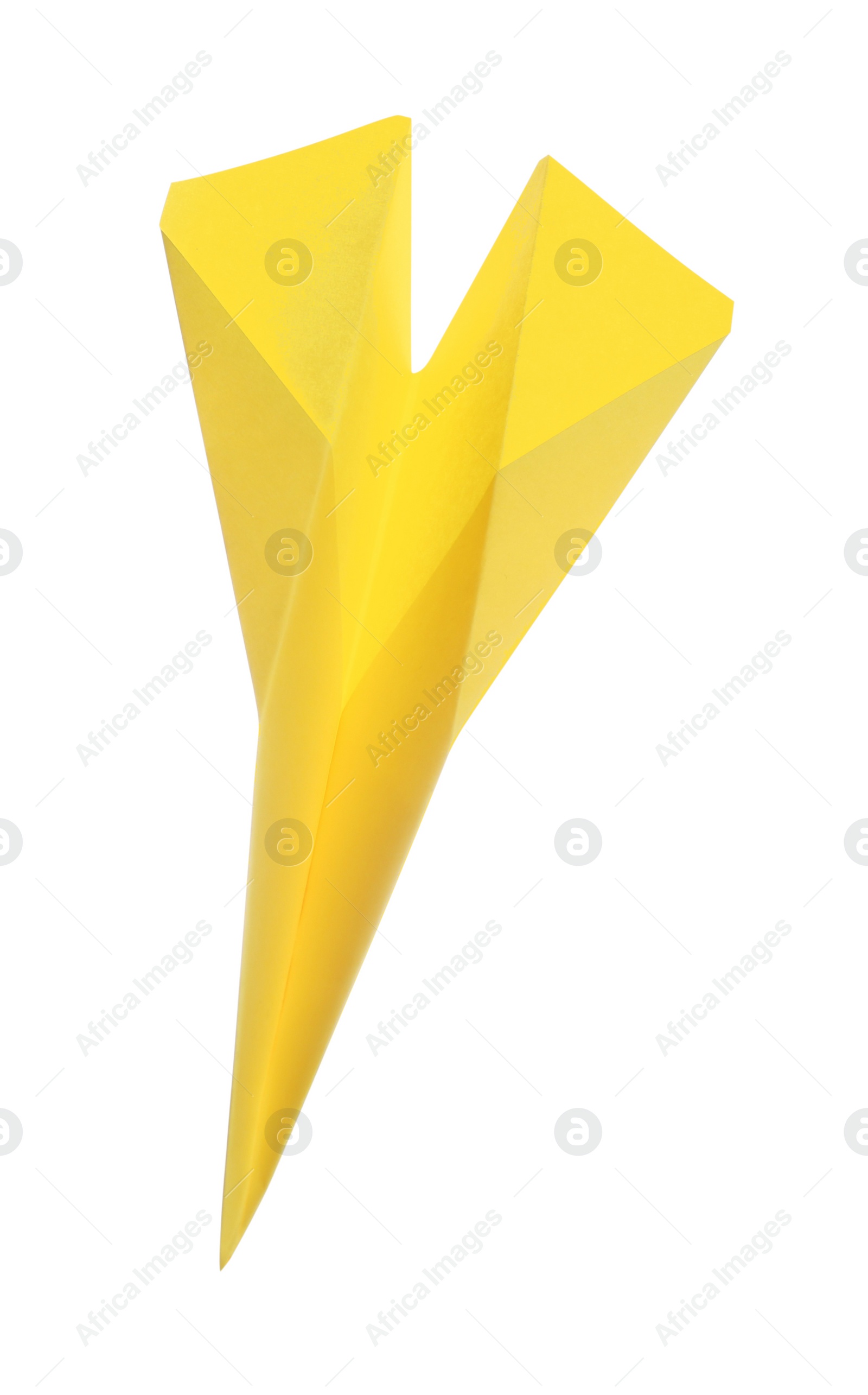 Photo of Handmade yellow paper plane isolated on white