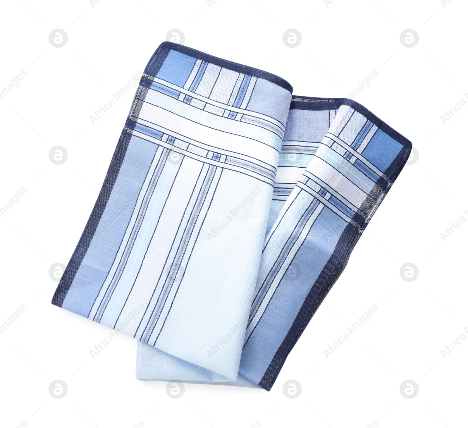 Photo of Stylish handkerchief isolated on white, top view