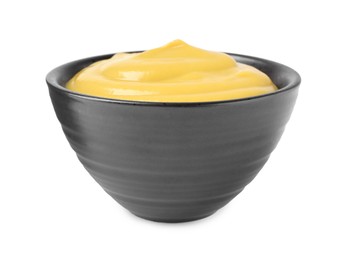 Photo of Spicy mustard in bowl isolated on white