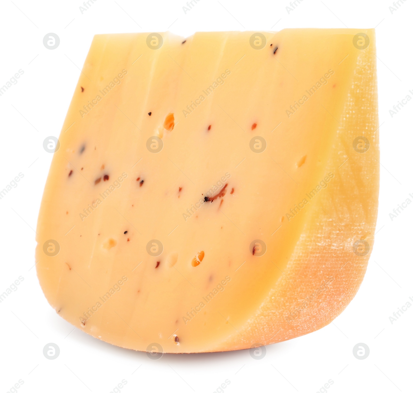 Photo of Piece of delicious truffle cheese isolated on white