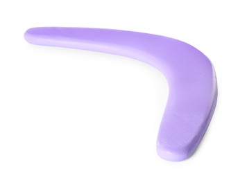 Photo of Purple boomerang isolated on white. Outdoors activity