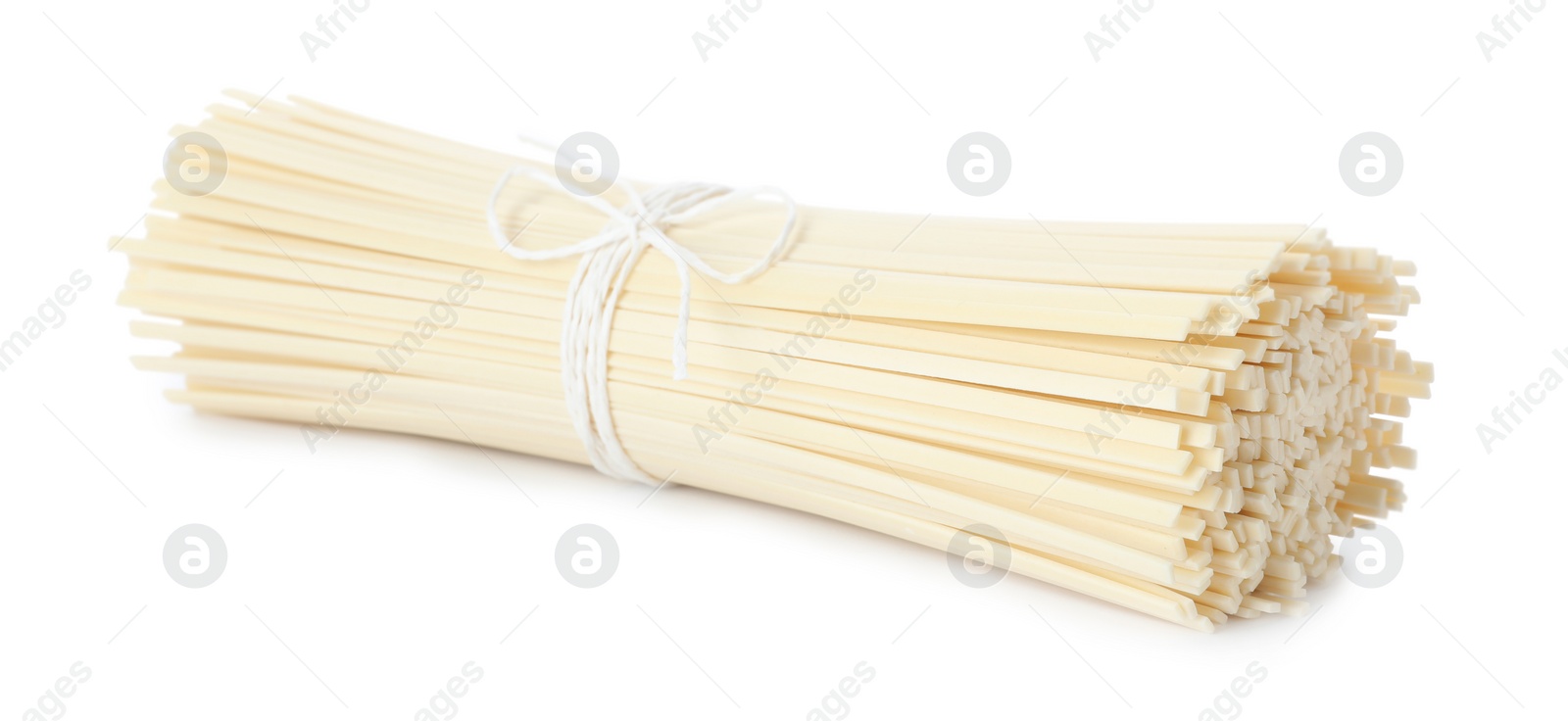 Photo of Bunch of raw rice noodles isolated on white