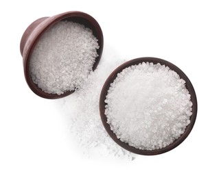 Photo of Natural salt isolated on white, top view