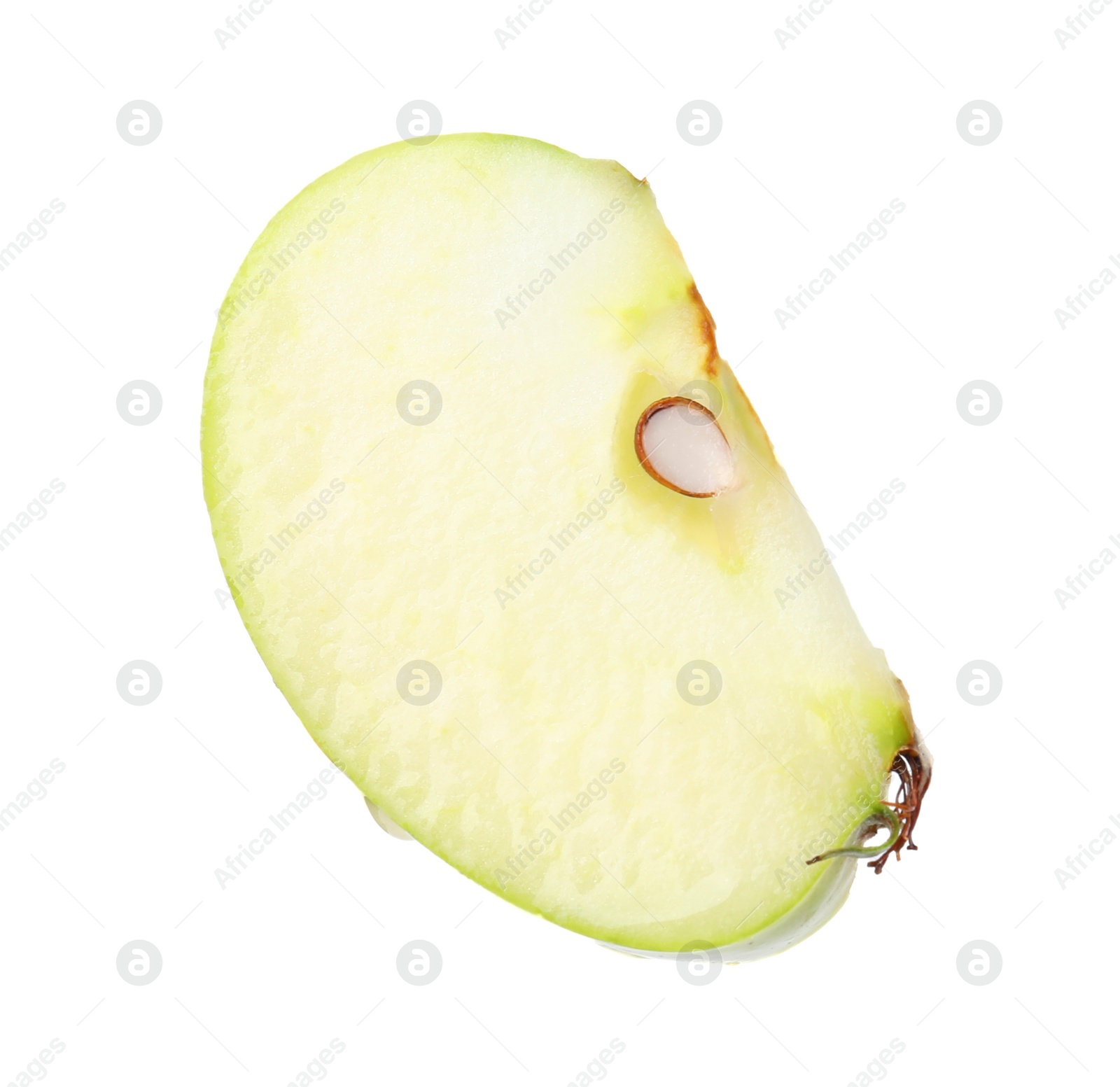 Photo of Piece of ripe green apple isolated on white