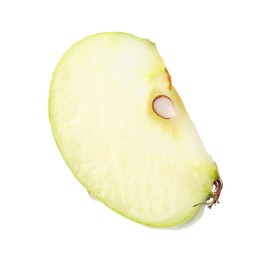 Photo of Piece of ripe green apple isolated on white