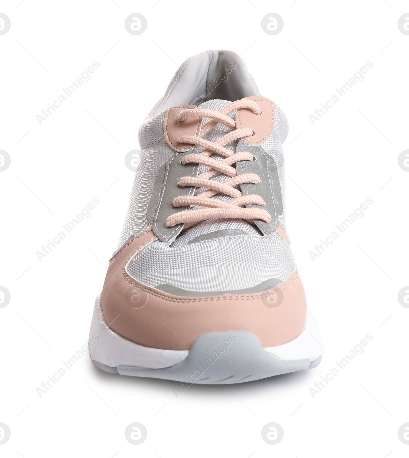 Photo of Comfortable modern sports shoe on white background