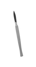 Photo of Surgical scalpel on white background. Medical instrument