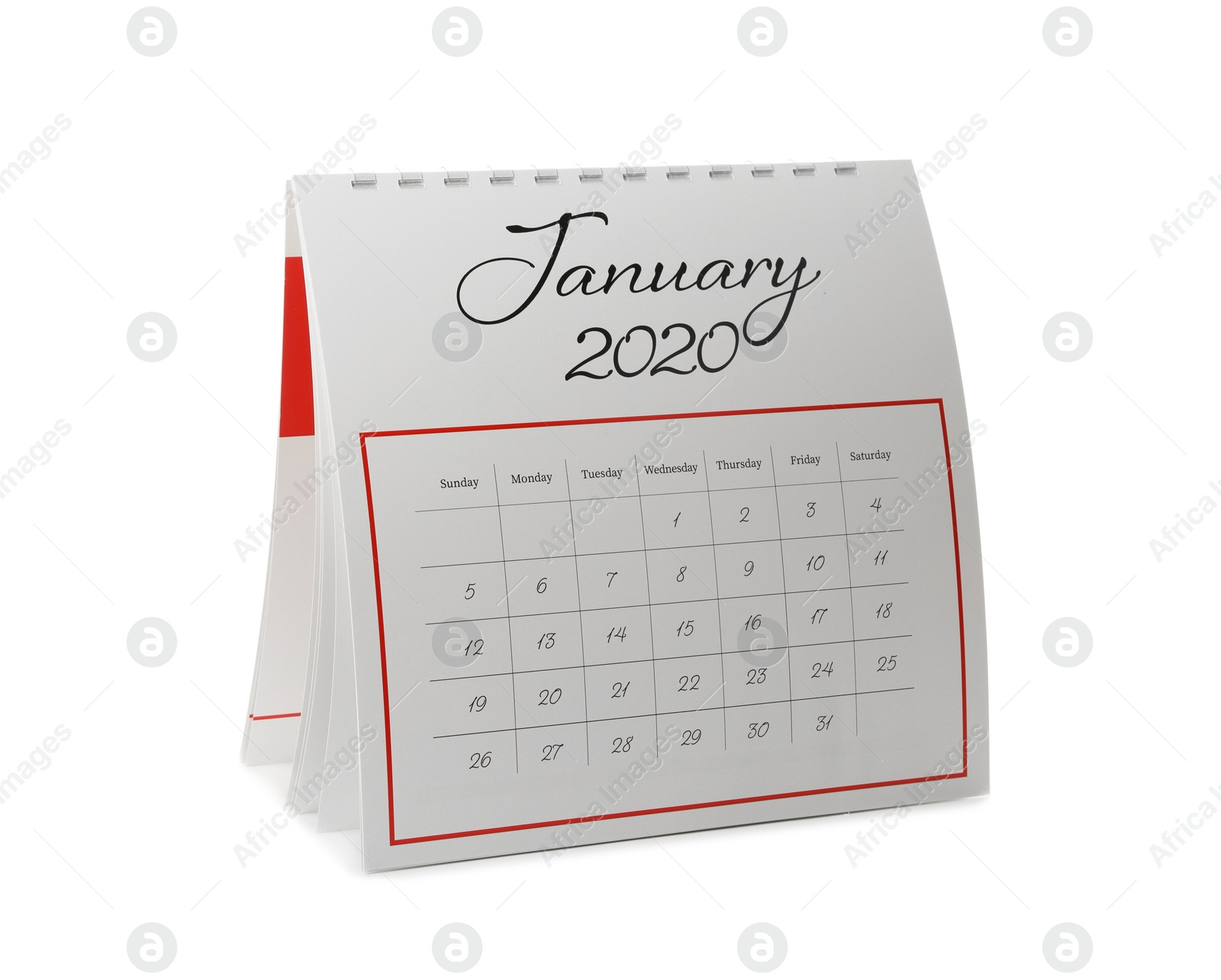 Photo of Paper calendar isolated on white. Planning concept