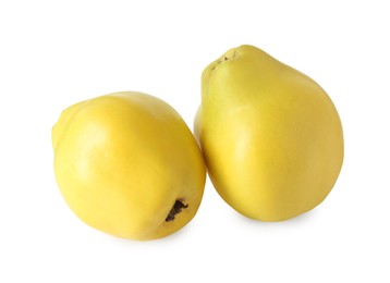 Photo of Delicious fresh ripe quinces isolated on white