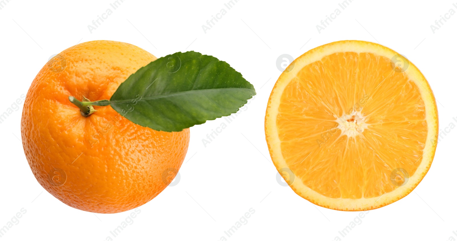 Image of Tasty ripe oranges on white background, top view. Banner design 