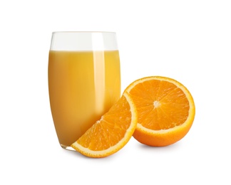 Freshly made orange juice isolated on white