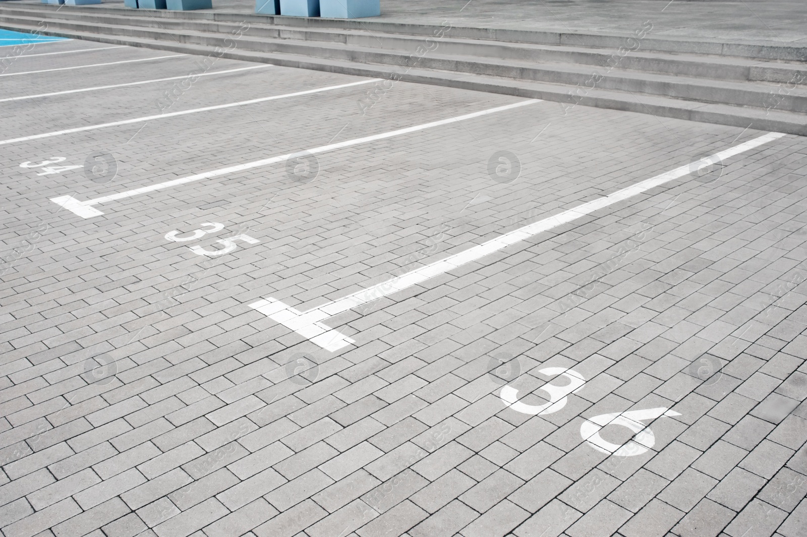 Photo of Outdoor car parking lots with white marking lines