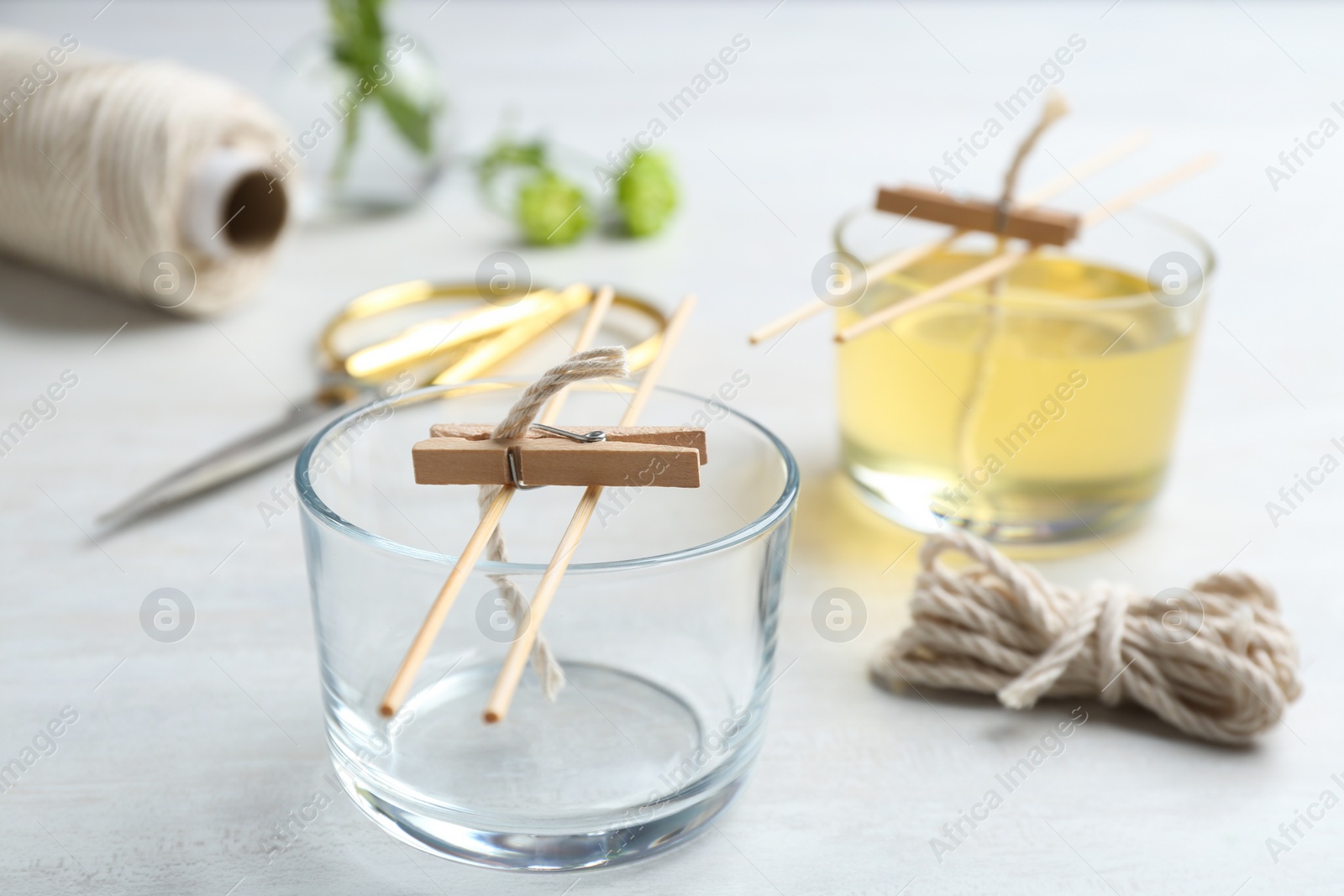 Photo of Process of making homemade candle on table