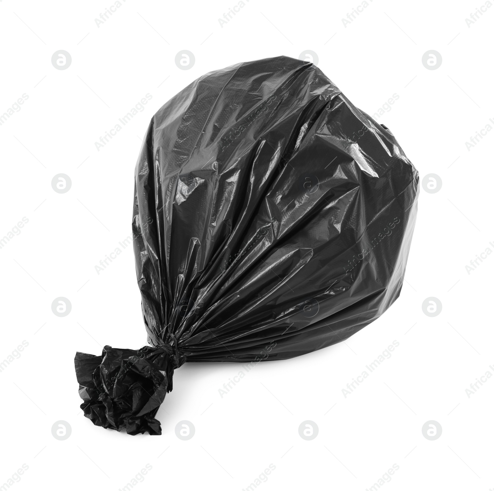 Photo of Black plastic garbage bag isolated on white