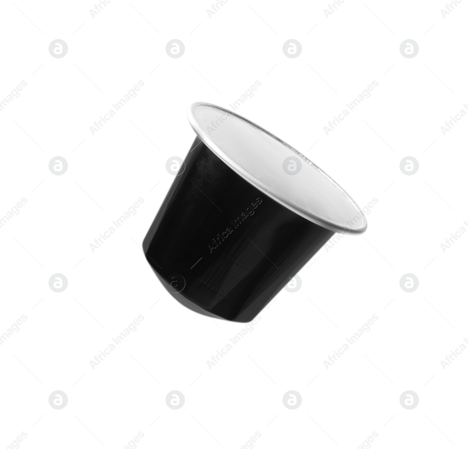 Photo of One plastic coffee capsule isolated on white