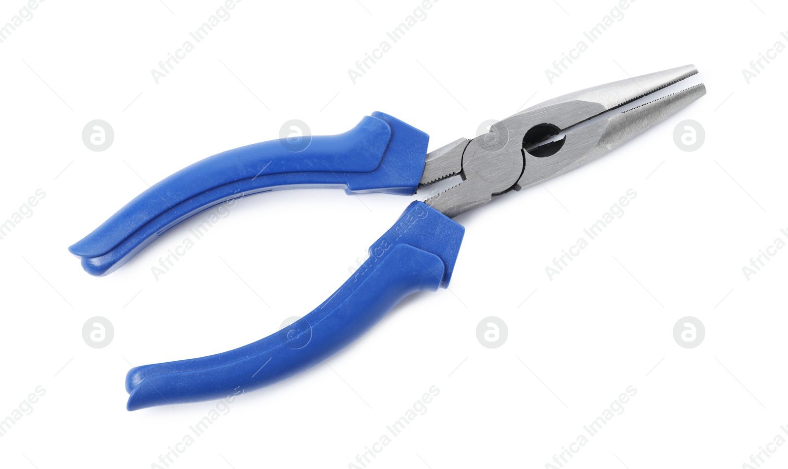 Photo of One needle nose pliers isolated on white, top view