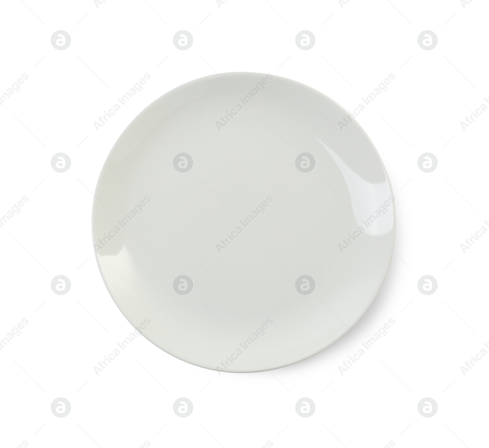 Photo of One clean ceramic plate isolated on white, top view