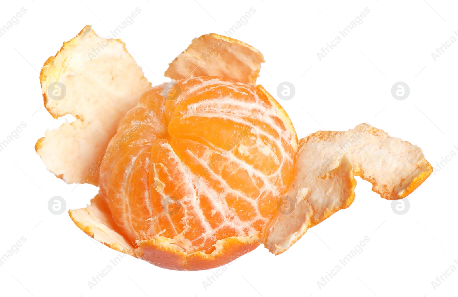 Photo of One fresh ripe tangerine isolated on white