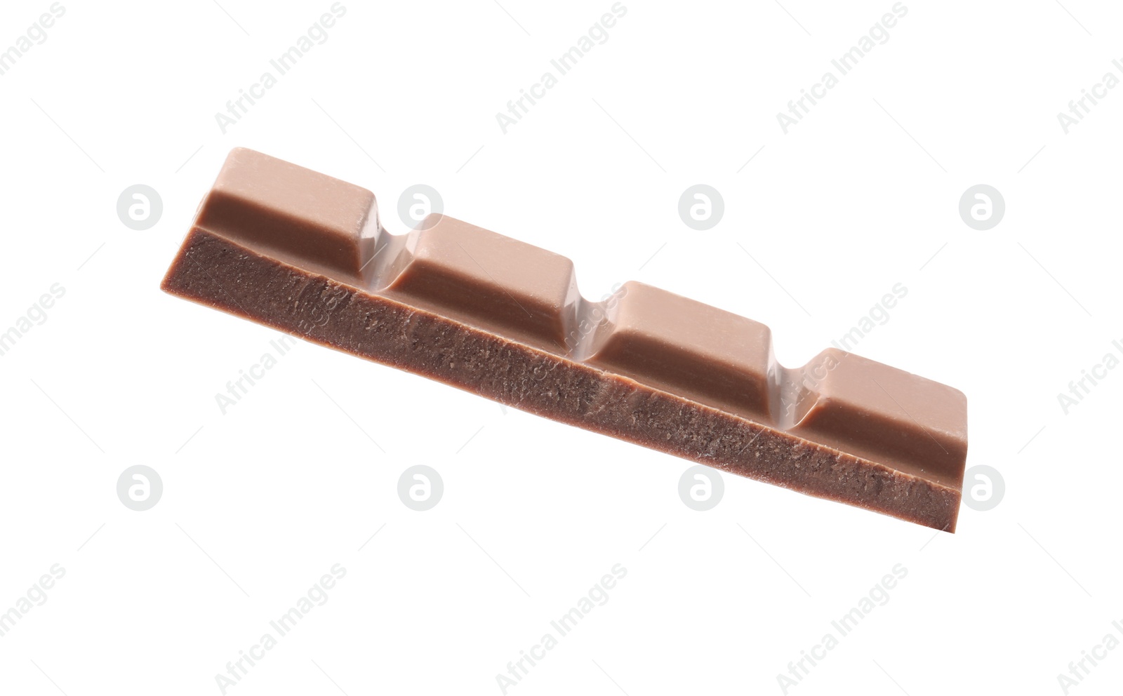 Photo of Piece of delicious milk chocolate isolated on white