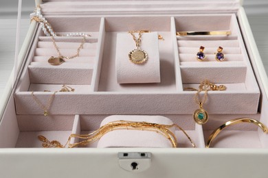 Photo of Beautiful necklaces, earring and bracelets in jewel box
