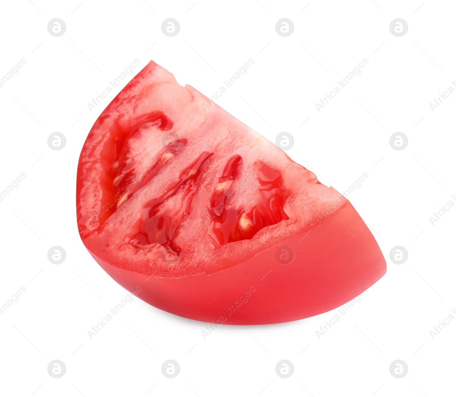 Photo of Piece of red ripe tomato isolated on white