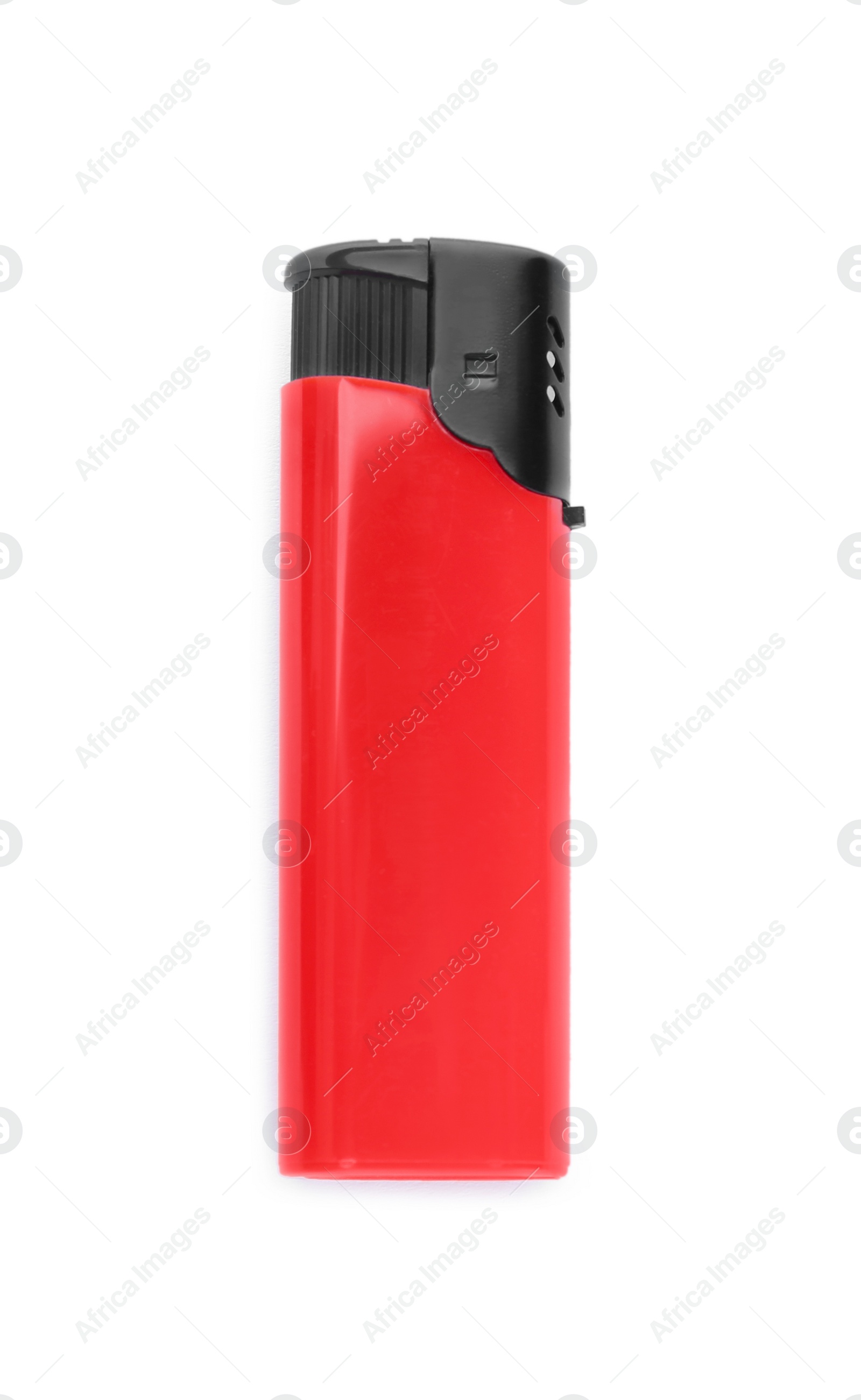 Photo of Stylish small pocket lighter isolated on white, top view