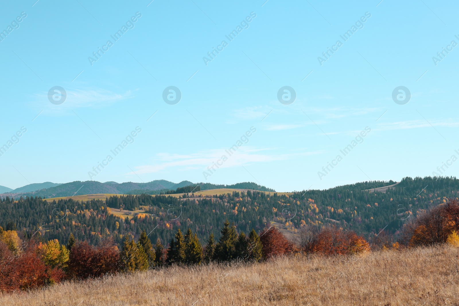 Photo of Picturesque landscape with blue sky over mountains