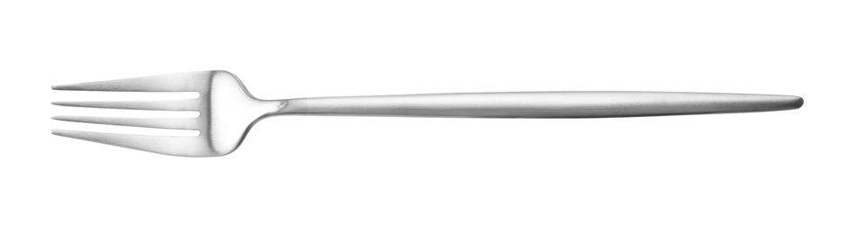 One shiny silver fork isolated on white