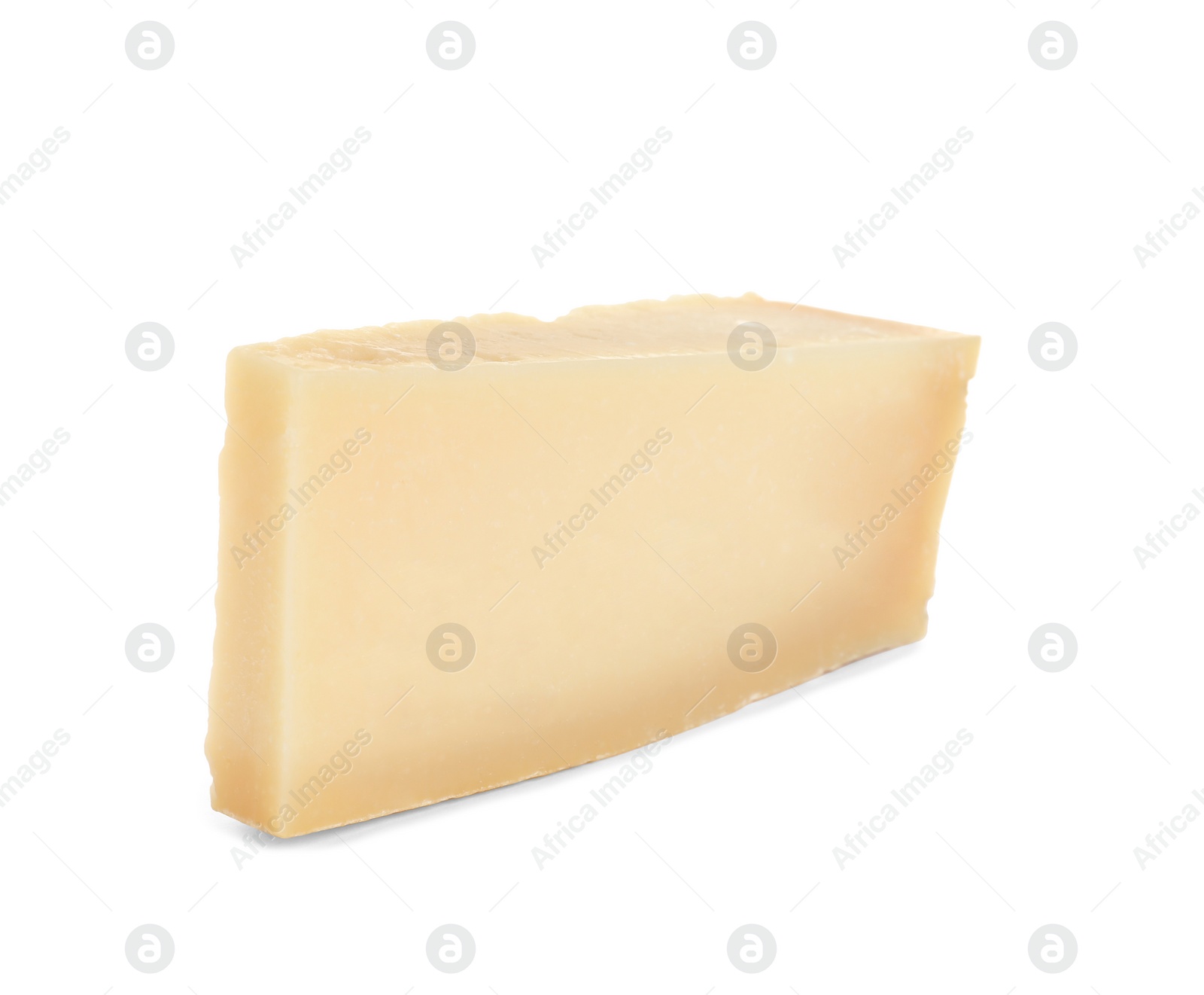 Photo of Piece of tasty parmesan cheese isolated on white