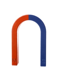 Photo of Red and blue horseshoe magnet on white background