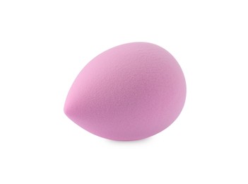 Photo of One pink makeup sponge isolated on white