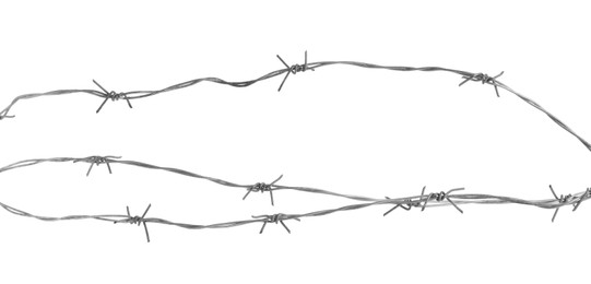 Shiny metal barbed wire isolated on white