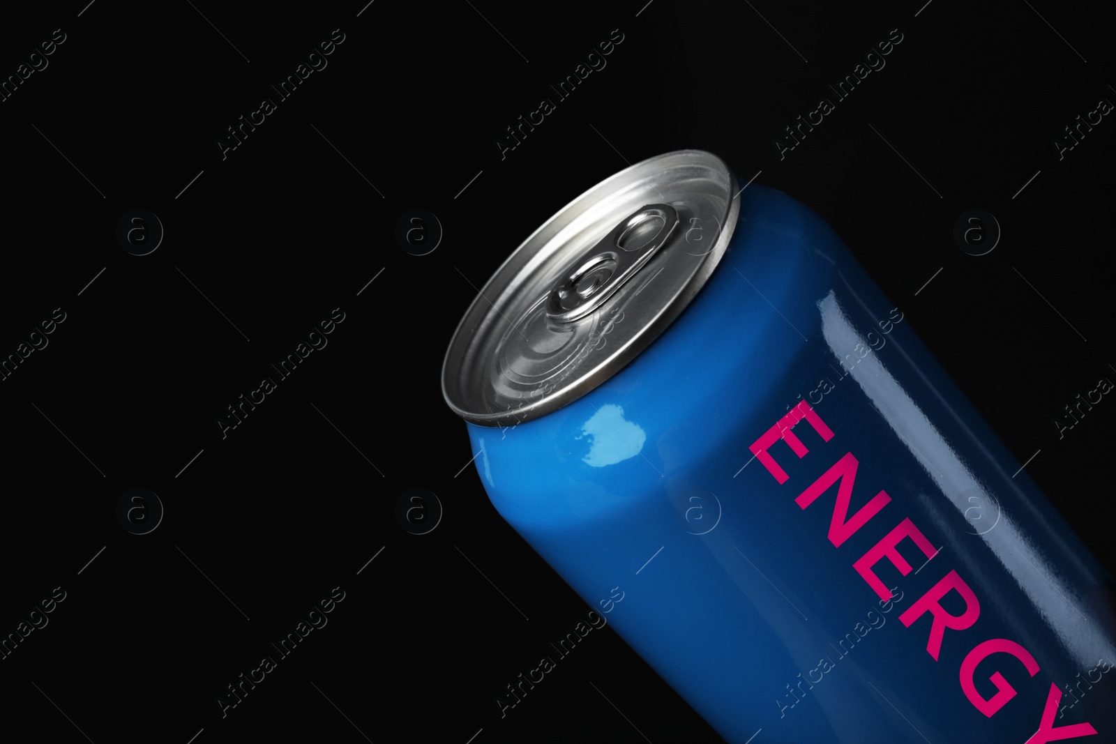 Image of Can of energy drink on black background