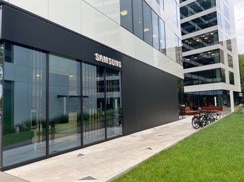 Photo of WARSAW, POLAND - JULY 13, 2022: Official Samsung store on city street