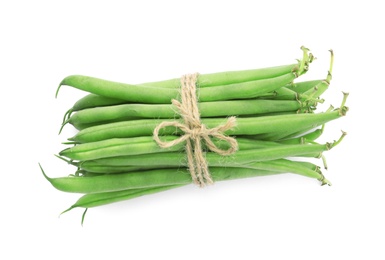 Delicious fresh green beans isolated on white