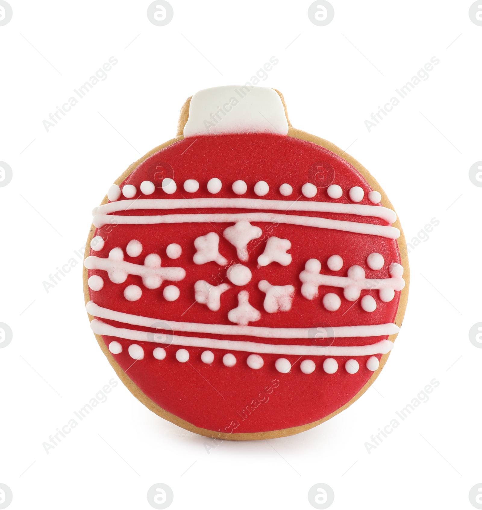 Photo of Tasty homemade Christmas cookie on white background