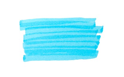 Photo of Strokes drawn with light blue marker on white background, top view