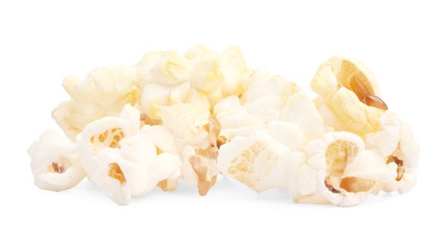 Fresh popcorn isolated on white. Tasty snack