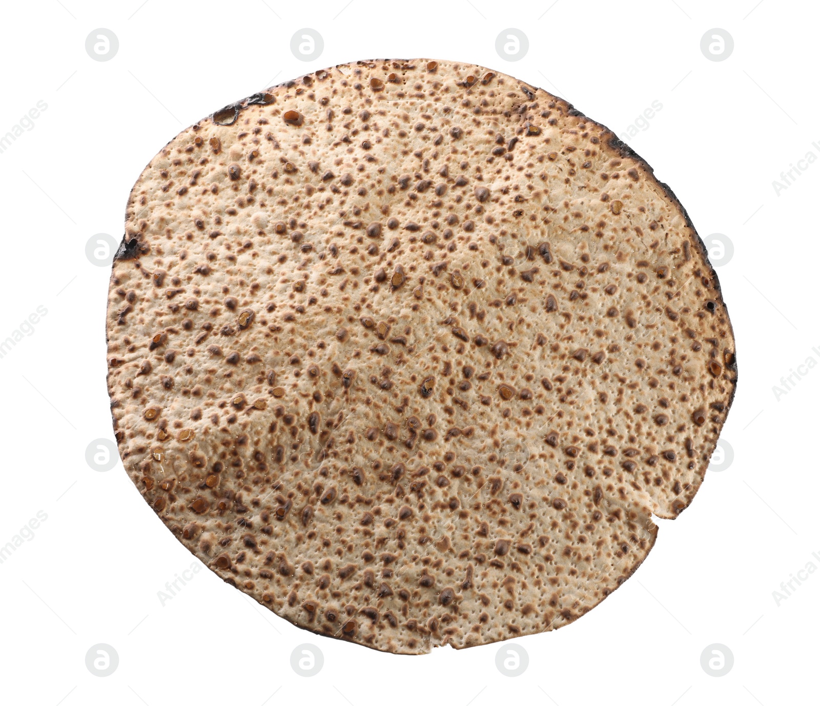 Photo of Tasty matzo isolated on white, top view. Passover (Pesach) celebration