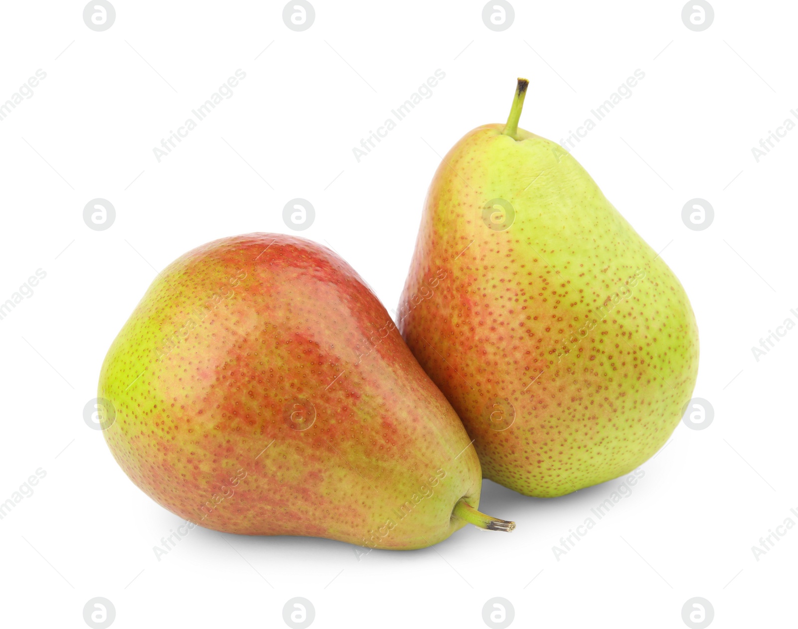 Photo of Ripe fresh juicy pears isolated on white