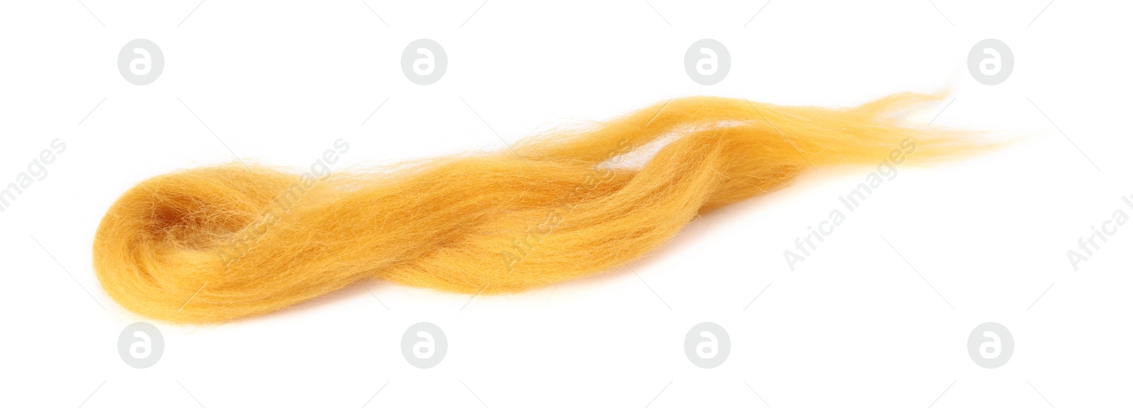 Photo of One orange felting wool isolated on white