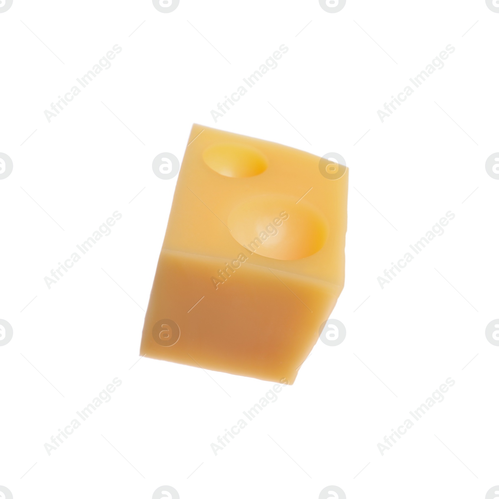 Photo of Piece of cheese with holes isolated on white