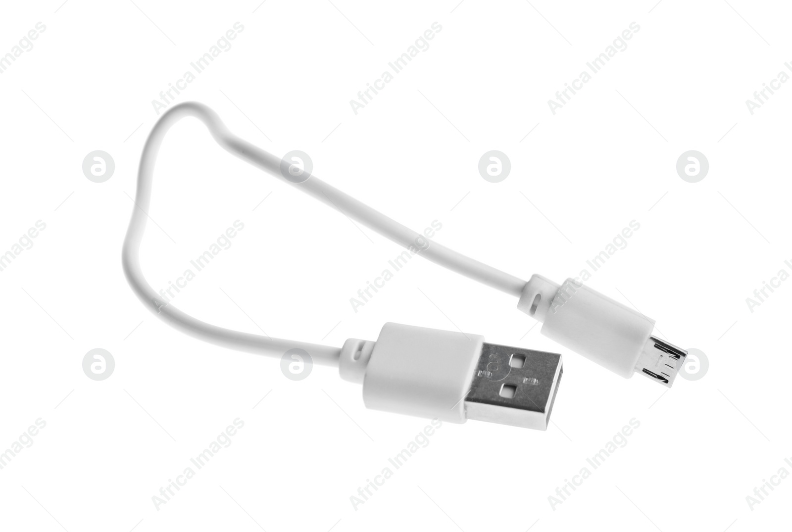 Photo of USB charge cable isolated on white. Modern technology