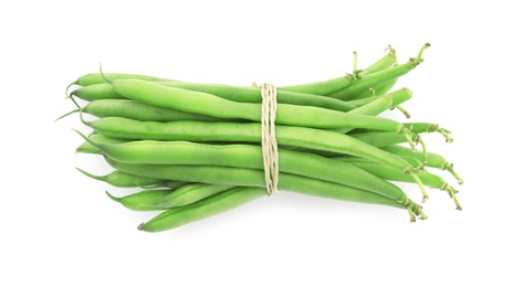 Delicious fresh green beans isolated on white